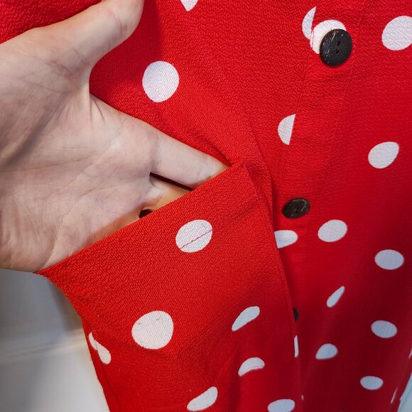 VGUC Monteau Los Angeles Women's Red & White Polka Dot Dress - Sz L - Picture 5 of 8